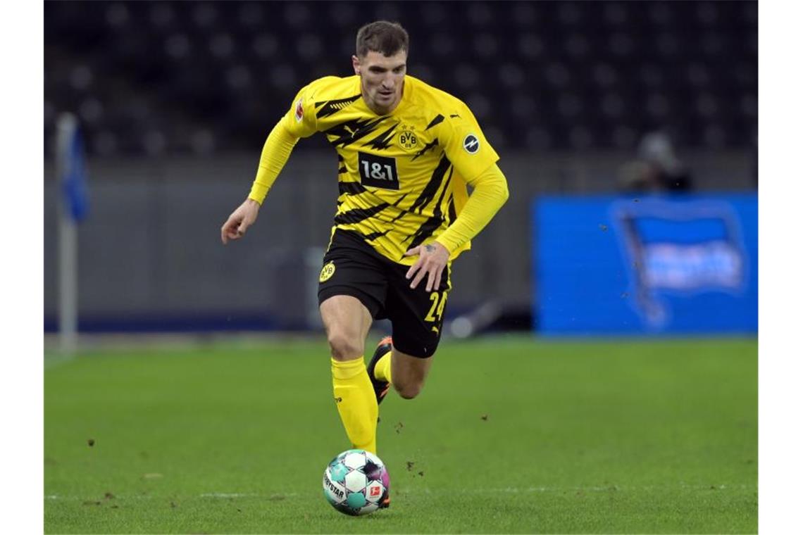 Achtelfinal-Einzug gegen Lazio soll BVB-Frust vertreiben Fehlt dem BVB gegen Lazio Rom: Thomas Meunier. Foto: Soeren Stache/dpa-Zentralbild/ZB