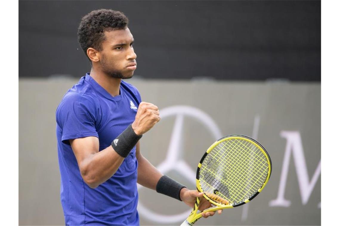 Felix Auger-Aliassime aus Kanada reagiert nach einem Sieg. Foto: Marijan Murat/dpa