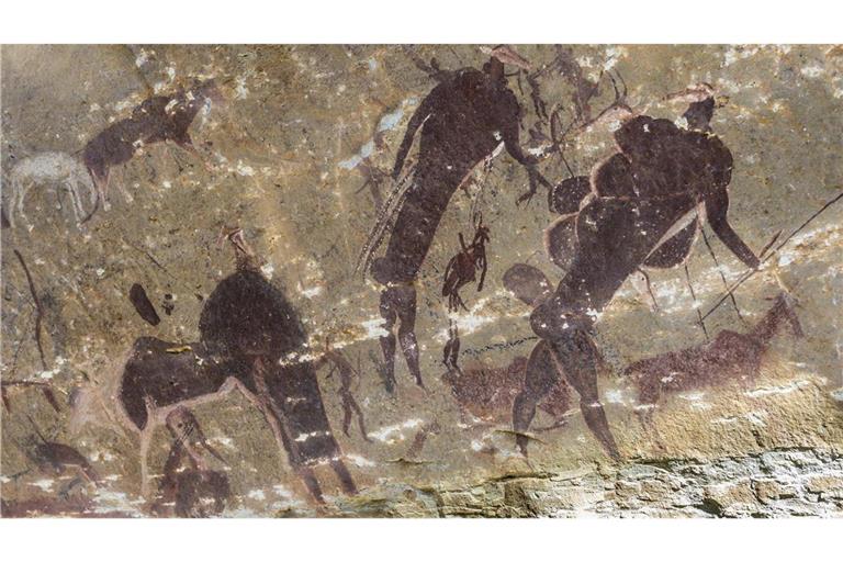 Felsmalereien der San in einer Höhle, Giant s Castle Reservat, KwaZulu-Natal, Südafrika