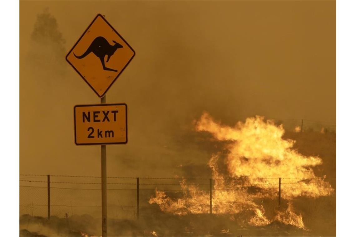 Feuer in der Nähe von Bumbalong, südlich der australischen Hauptstadt Canberra. Foto: Rick Rycroft/AP/dpa