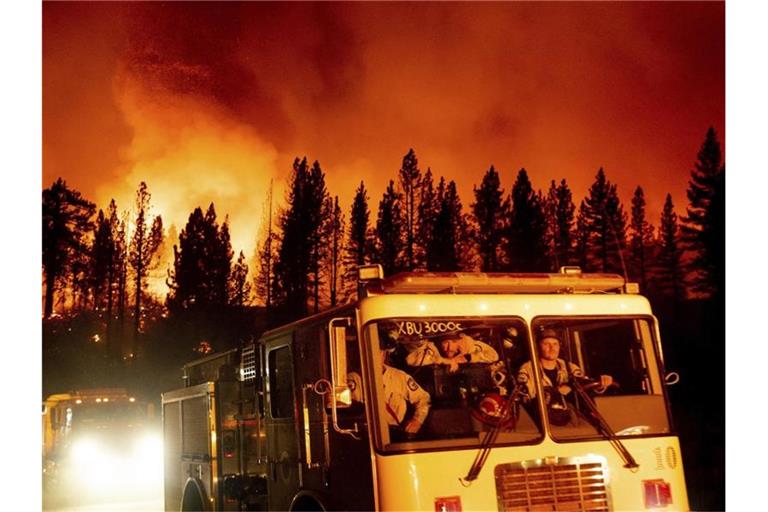 Feuerwehrleute sind beim sogenannten „Sugar Fire“ im Plumas National Forest im Einsatz. Foto: Noah Berger/AP/dpa