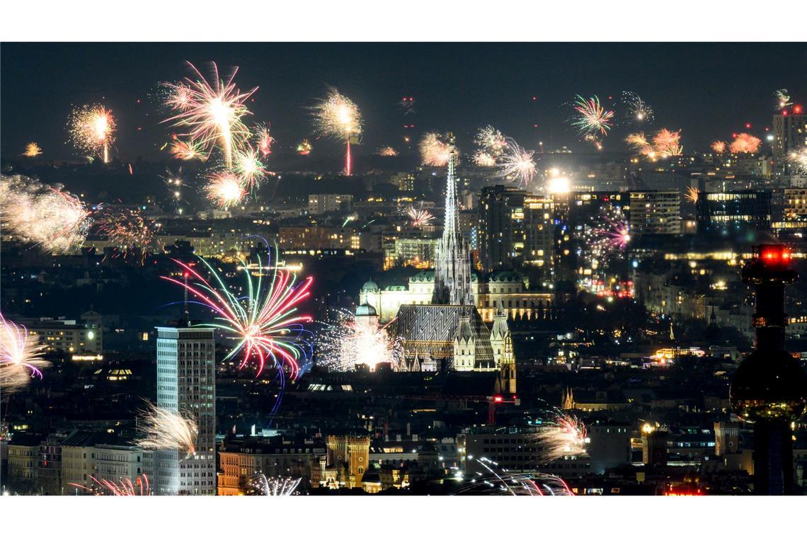 Feuerwerk über Wien zum Jahreswechsel.