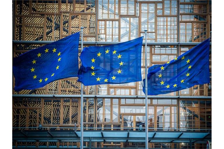 Flaggen der Europäischen Union vor dem Europa-Gebäude in Brüssel. Foto: Arne Immanuel Bänsch