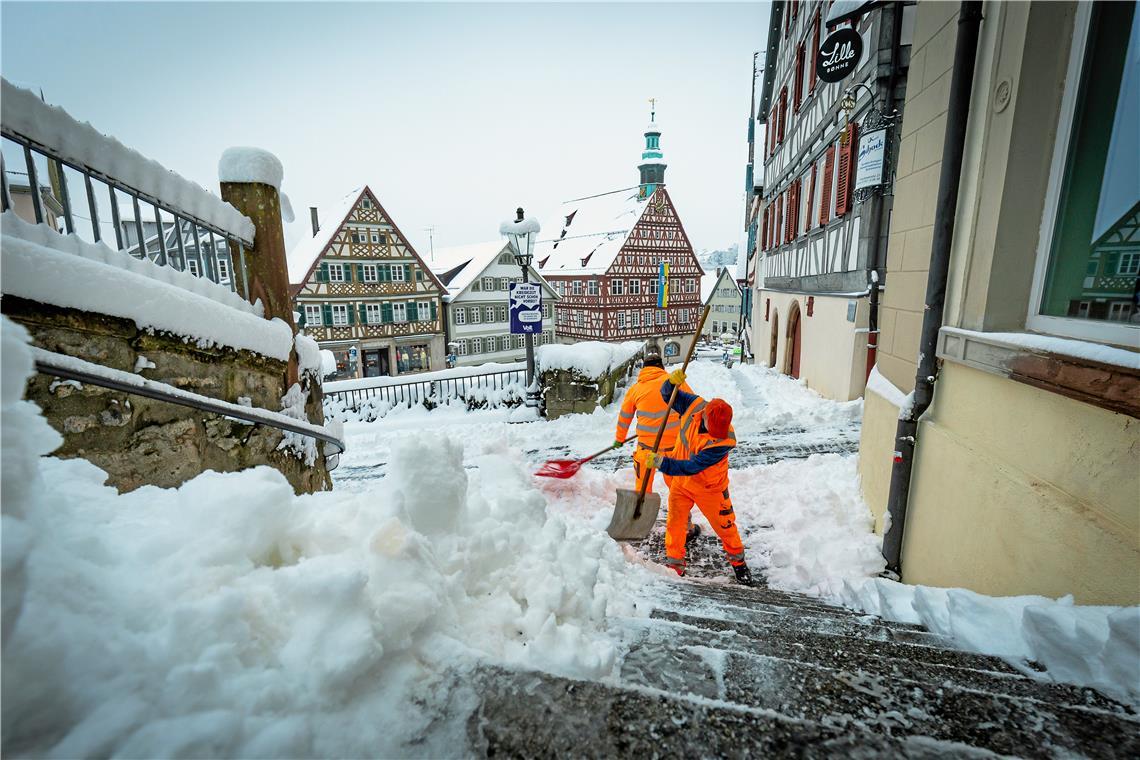 Fleißige Mitarbeiter des Bauhofs im Einsatz. Foto: Alexander Becher
