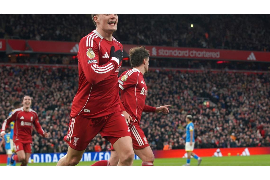 Florian Wirtz erzielte sein erstes Pflichtspieltor für den FC Liverpool.