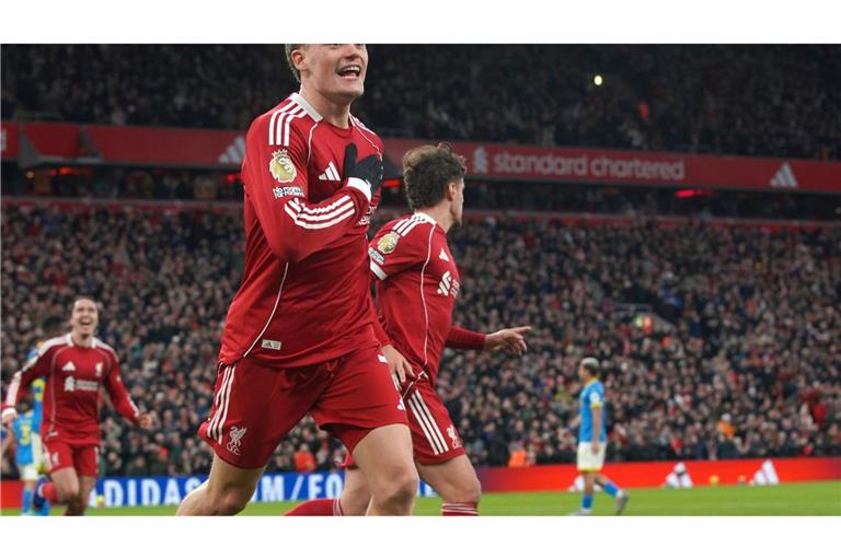 Florian Wirtz erzielte sein erstes Pflichtspieltor für den FC Liverpool.