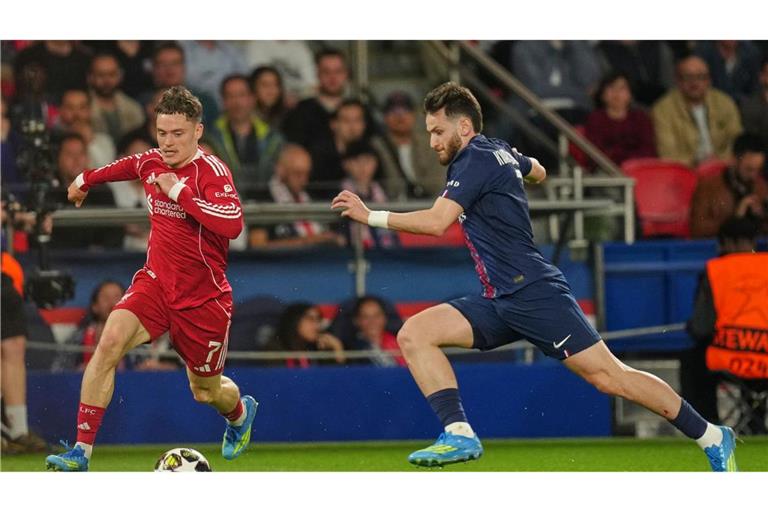 Florian Wirtz (links) und der FC Liverpool unterlagen bei Paris Saint-Germain.