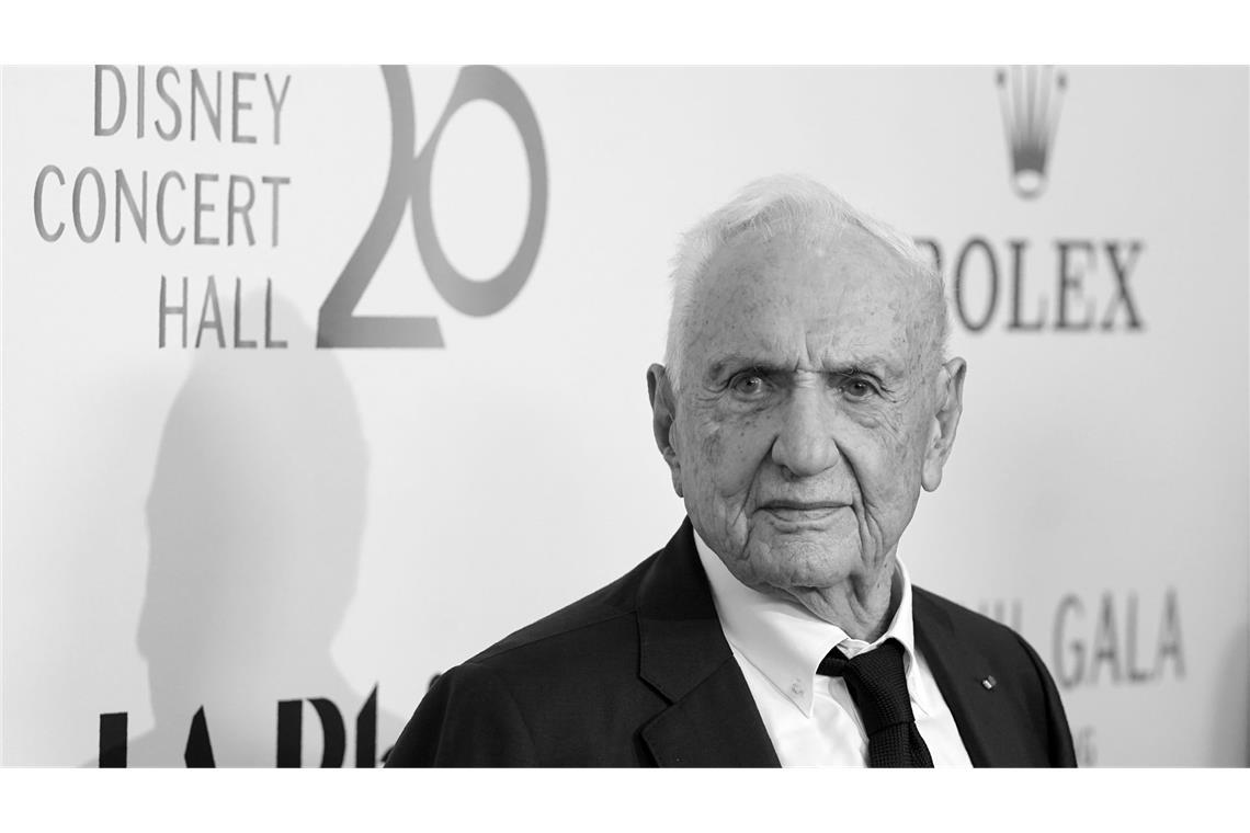 Frank Gehry 2023 bei einer Gala in der von ihm entworfenen Walt Disney Concert Hall.