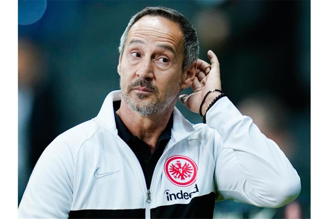 Nichts für Feinschmecker: Eintracht bejubelt glanzlosen Sieg Frankfurts Trainer Adi Hütter freute sich über den Sieg gegen Standard Lüttich. Foto: Uwe Anspach/dpa