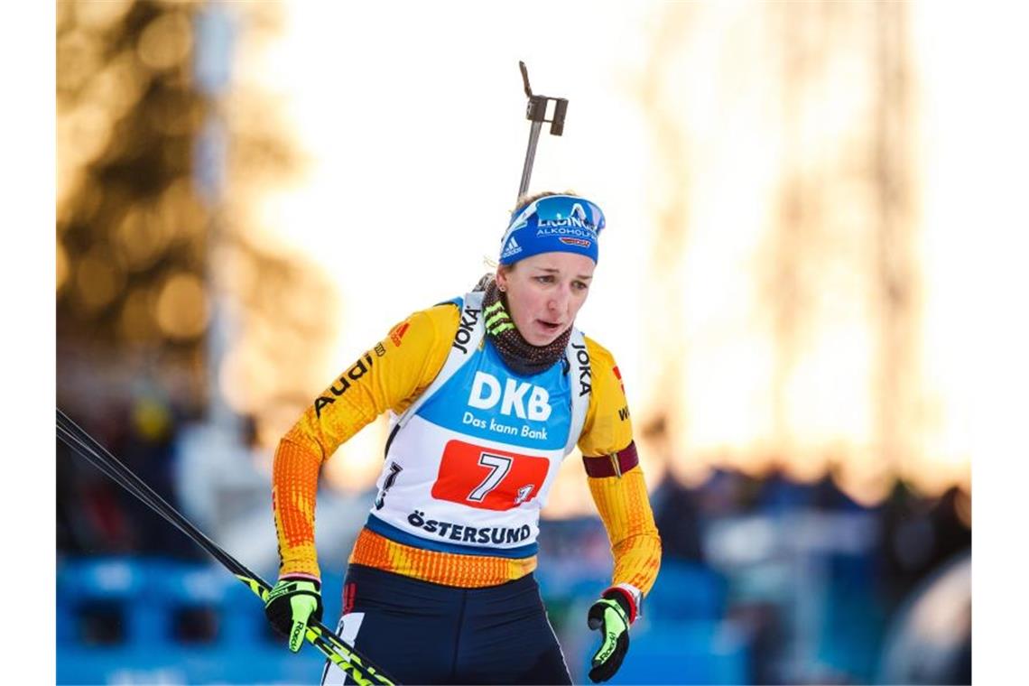 Franziska Preuß erreichte mit Platz vier im Sprint das beste Ergebnis der deutschen Biathletinnen. Foto: Johan Axelsson/Bildbyran via ZUMA Press/dpa