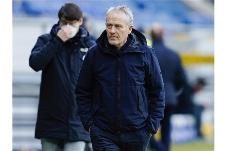 Freiburgs Trainer Christian Streich. Foto: Uwe Anspach/dpa