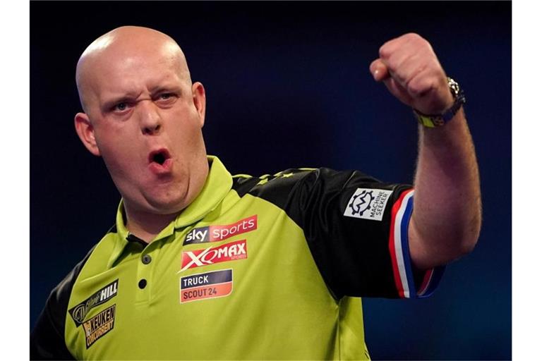 Freut sich auf die Rückkehr von Fans und volle Hallen nach gut 16 Monaten Corona-Pandemie: Michael van Gerwen. Foto: Tess Derry/PA Wire/dpa
