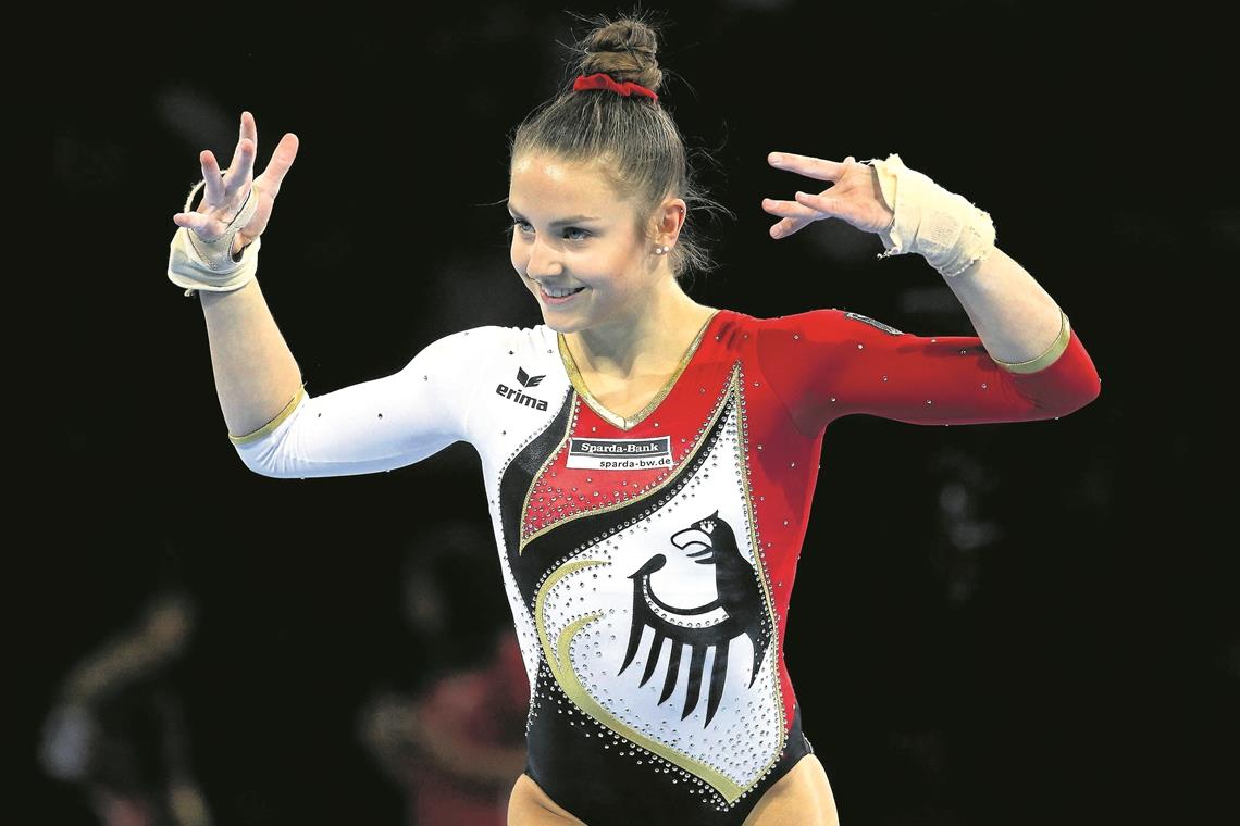 Freut sich: Emelie Petz. Bei der WM in Stuttgart hat sich die TSG-Turnerin mit Deutschland für Olympia 2020 in Tokio qualifiziert. Foto: Baumann