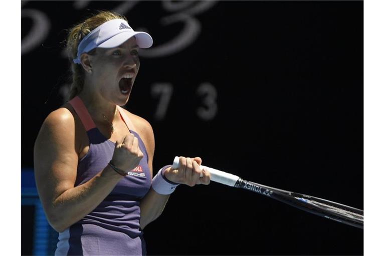 Freut sich über den Einzug ins Achtelfinale: Angelique Kerber. Foto: Andy Brownbill/AP/dpa