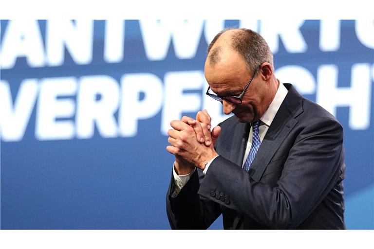 Friedrich Merz nach seiner Rede beim 38. CDU-Bundesparteitag in Stuttgart.