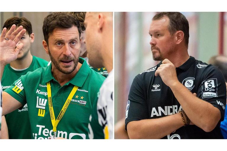 Frisch-Auf-Trainer Ben Matschke (li.), TVB-Coach Misha Kaufmann: Tests bei starken Gegnern.