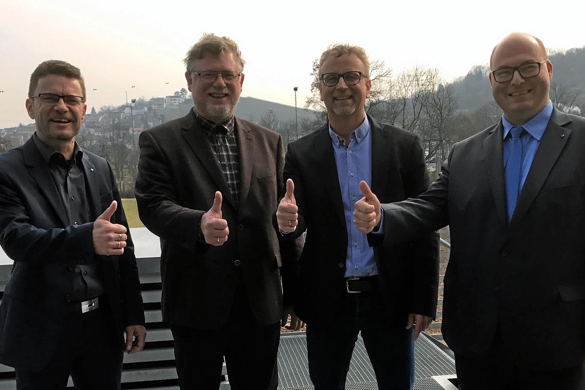 Frohen Muts beim Start 2017 (von links): die Bürgermeister Christoph Jäger, Dieter Zahn, Reinhold Sczuka und Armin Mößner. Bürokratische Hürden haben das Projekt aber ausgebremst. Foto: privat