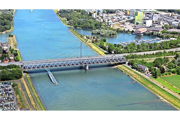 Für die Aufräumarbeiten musste die Rheinbrücke in Richtung Karlsruhe komplett gesperrt werden. (Archivbild)