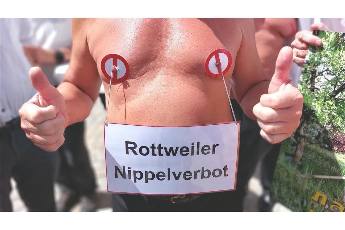 „Für Freiheit, Toleranz und Naturismus“ – die Nackt-Demonstration zieht durch die Rottweiler Innenstadt.