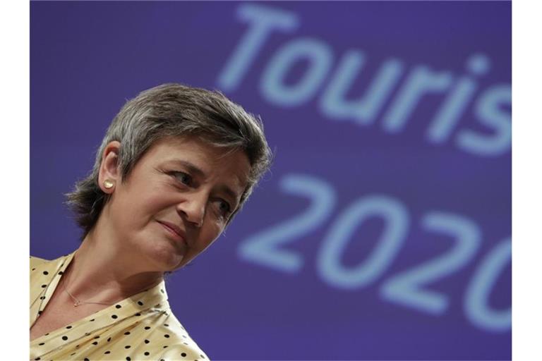 Fürchtet um den Wettbewerb durch riesige Unterschiede bei den Corona-Hilfen in den EU-Ländern: Margrethe Vestager, Vizepräsidentin der Europäischen Kommission. Foto: Olivier Hoslet/EPA Pool/AP/dpa