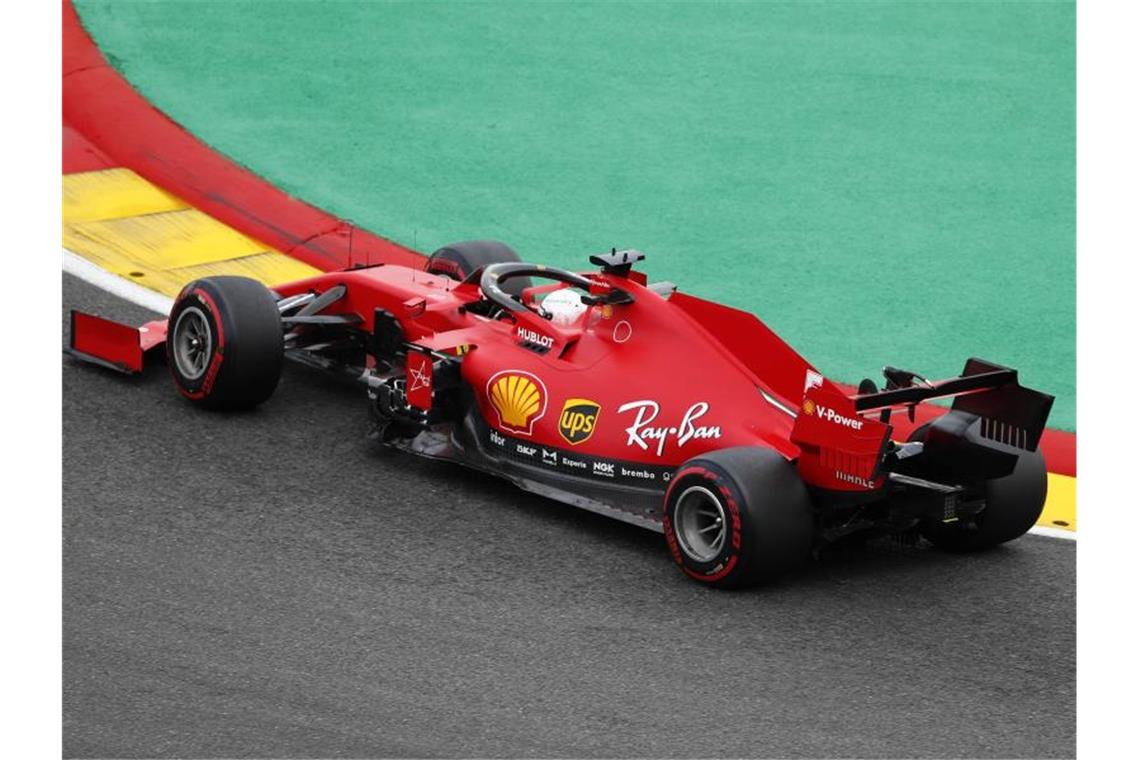 Fuhr im Training von Spa erneut hinterher: Ferrari-Pilot Sebastian Vettel. Foto: Francois Lenoir/POOL REUTERS/AP/dpa