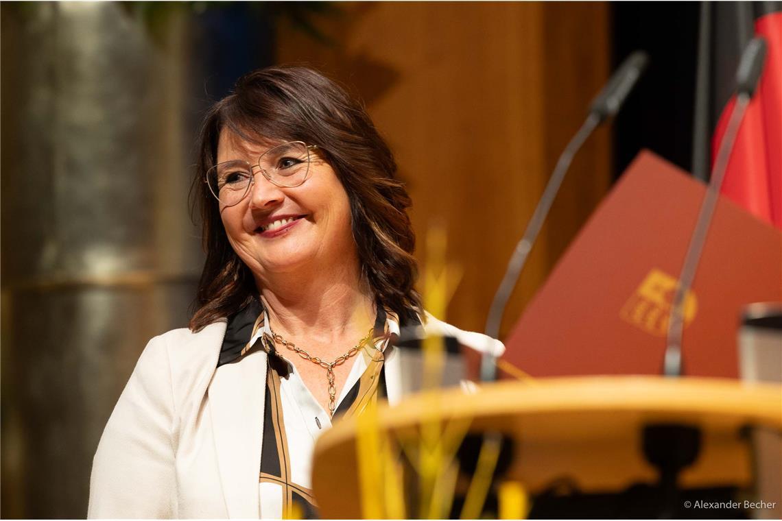 Gabi Kallfaß beim Neujahrsempfang der Stadt Backnang im Backnanger Bürgerhaus