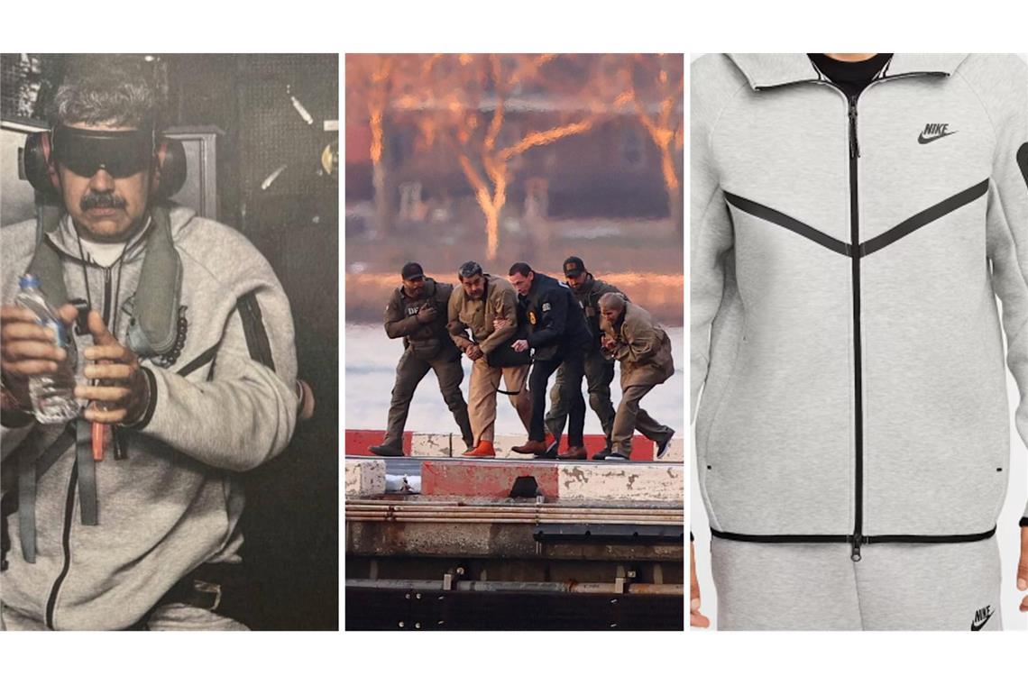 Gefesselt, mit Augenbinde – und im Nike-Trainingsanzug: Das Foto von Venezuelas Präsident Maduro geht um die Welt.