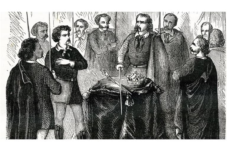 Geheimtreffen der Illuminati (Druck aus dem 19. Jahrhundert).