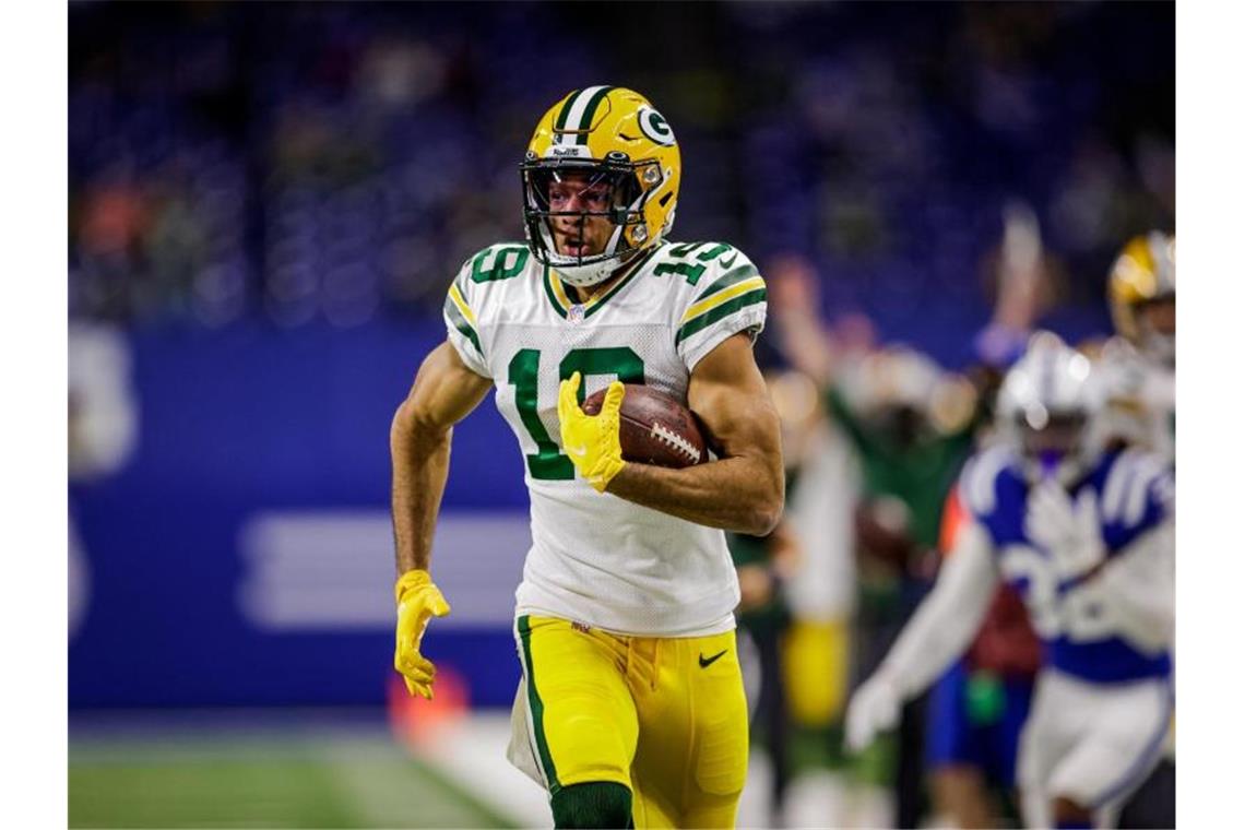 Touchdown: Deutscher St. Brown schreibt NFL-Geschichte Gelang als dritter Deutscher ein Touchdown in der NFL: Equanimeous St. Brown. Foto: Evan Siegle/Green Bay Packers/dpa