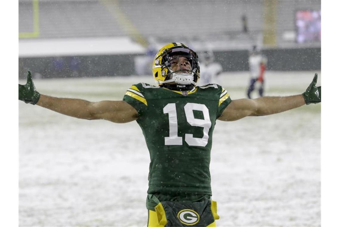 Touchdown: Deutscher St. Brown schreibt NFL-Geschichte Gelang als dritter Deutscher ein Touchdown in der NFL: Equanimeous St. Brown. Foto: Mike Roemer/FR155603 AP/dpa
