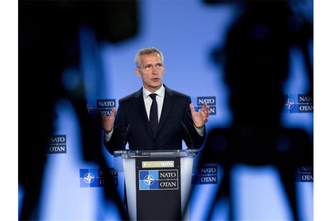 Generalsekretär Jens Stoltenberg spricht auf dem Nato-Russland-Treffen in Brüssel. Foto: Virginia Mayo/AP