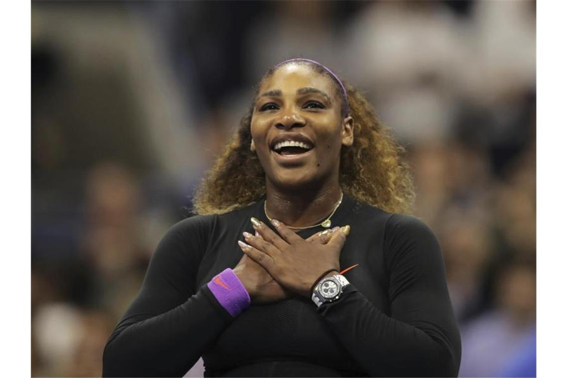 Geschafft: Serena Williams freut sich über den Finaleinzug bei den US Open. Foto: Charles Krupa/AP