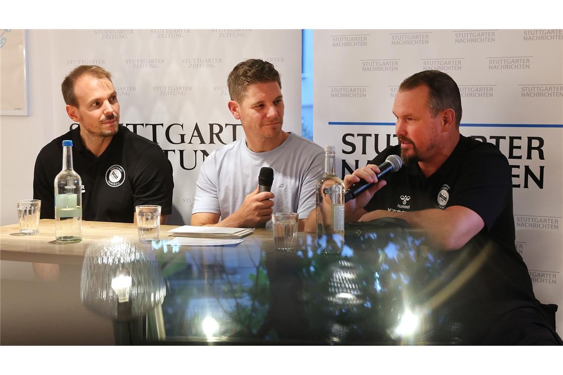 Misha Kaufmann und Kai Häfner vor dem Derby – ein Talk mit klarer Kante Gespräche im „Gottlieb“: Ex-Nationalspieler Kai Häfner (li.) und Trainer Misha Kaufmann (re.) im Interview mit unserem Managing Editor Sport, Dirk Preiß.