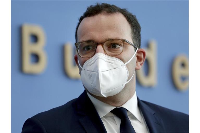 Gesundheitsminister Jens Spahn am Dienstag bei einer Pressekonferenz in Berlin. Foto: Michael Sohn/POOL AP/dpa