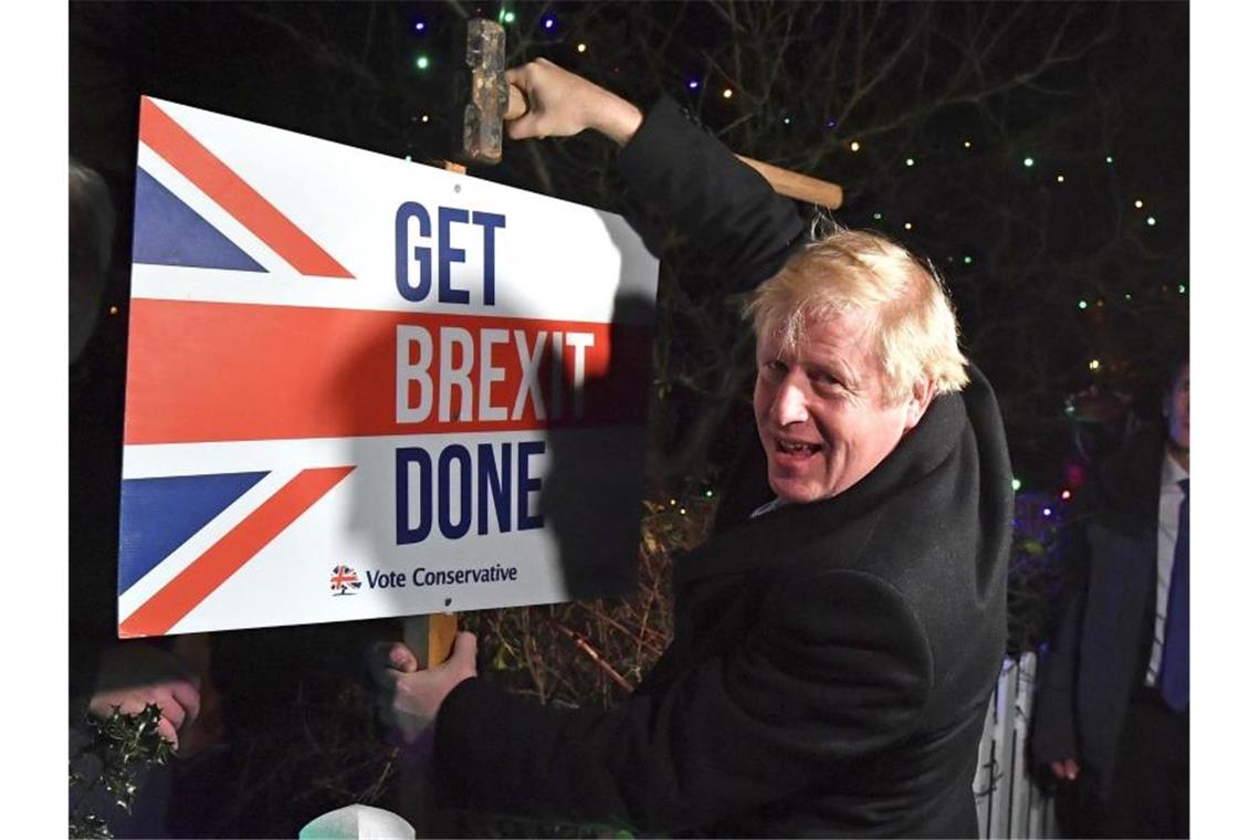 Was man über die Wahl in Großbritannien wissen sollte „Get Brexit Done“: Der britische Premierminister Boris Johnson am letzten Tag des Wahlkampfes. Foto: Ben Stansall/AFP POOL/AP/dpa