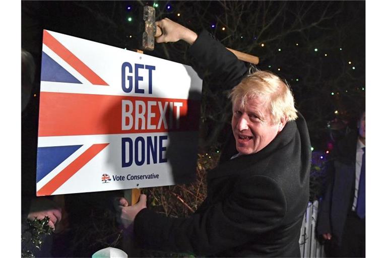 „Get Brexit Done“: Der britische Premierminister Boris Johnson am letzten Tag des Wahlkampfes. Foto: Ben Stansall/AFP POOL/AP/dpa