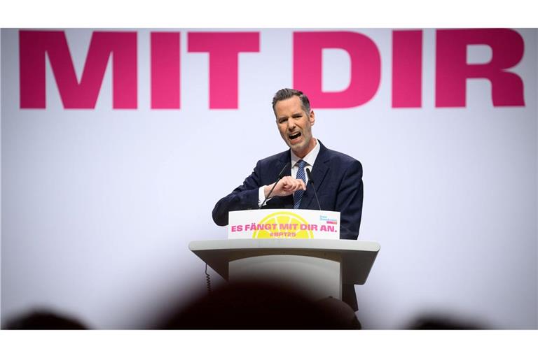 Gibt sich bei seiner Bewerbungsrede für den Parteivorsitz kämpferisch: Christian Dürr.