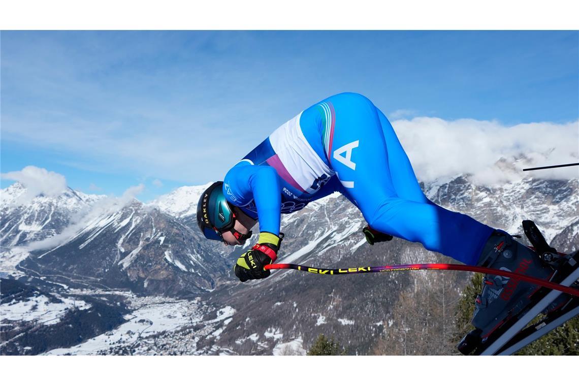 Giovanni Franzoni im Abfahrtstraining in Bormio.