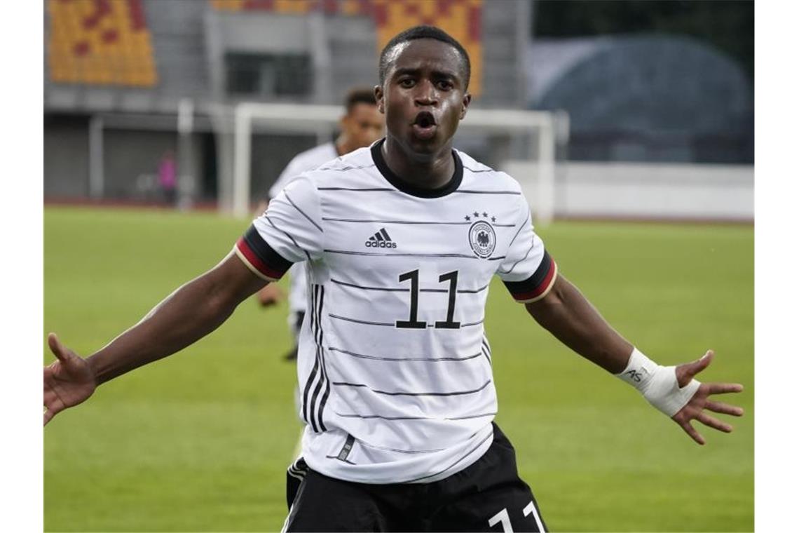 „Entscheidende Tore“: Moukoko verhilft U21 zum Top-Start Glänzt auch in der U21-Auswahl: BVB-Stürmer Youssoufa Moukoko. Foto: Oksana Dzadan/dpa