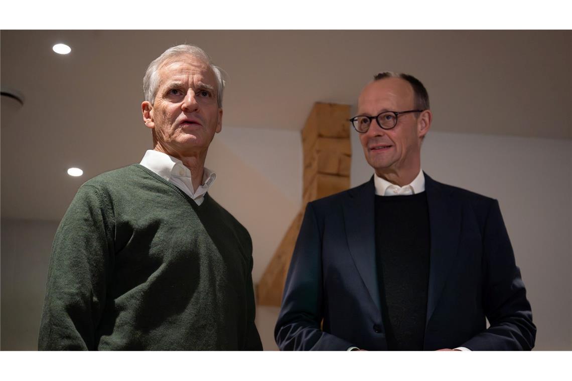 Gleich nach der Ankunft traf sich der Kanzler mit Norwegens Regierungschef zum Vier-Augen-Gespräch.