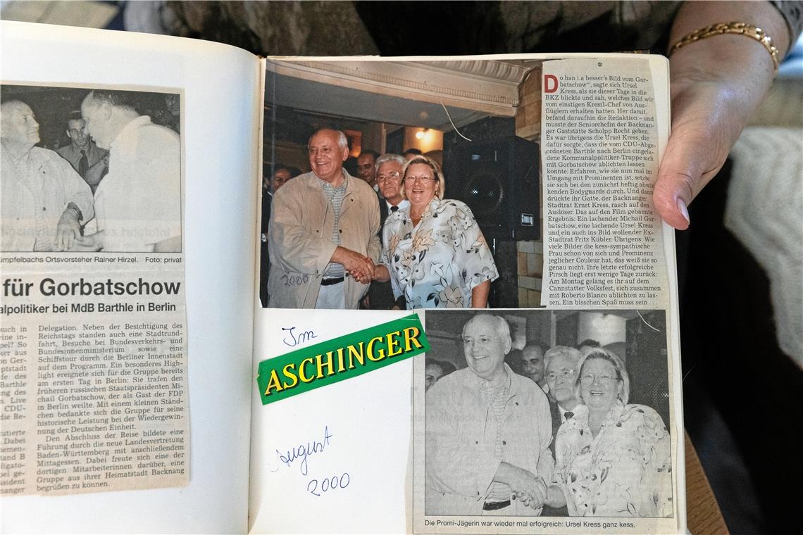 Gorbatschow traf Ursel Kress 2000 im Berliner Lokal Aschinger. Ihr Ehemann Ernst...