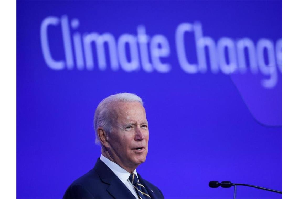 „Gott segne Sie alle und möge Gott den Planeten retten“: Das waren Joe Bidens Schlussworte bei seiner Ansprache beim UN-Klimagipfel in Glasgow. Foto: Yves Herman/Press Association/dpa