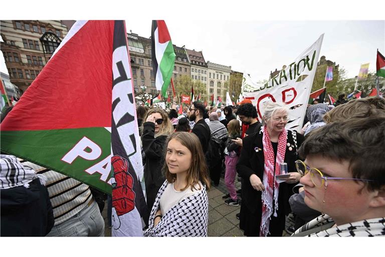 Greta Thunberg bei der Demo gegen die Israel-Teilnahme beim ESC in Malmö.