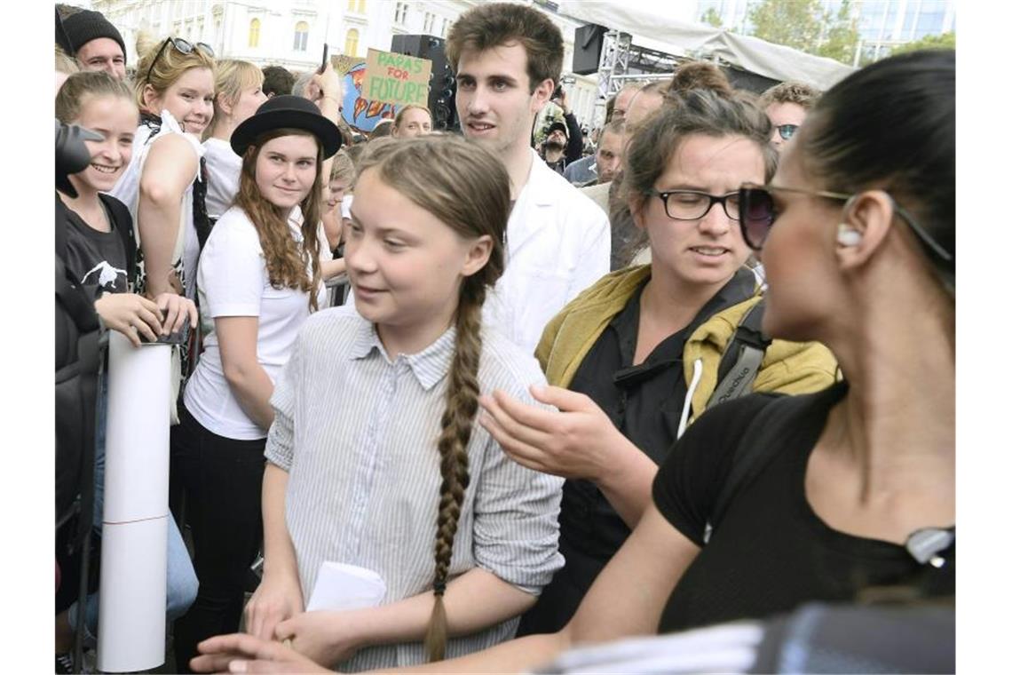 Greta Thunberg bei einer Klimaschutz-Demo in Wien. Foto: Herbert Pfarrhofer/APA