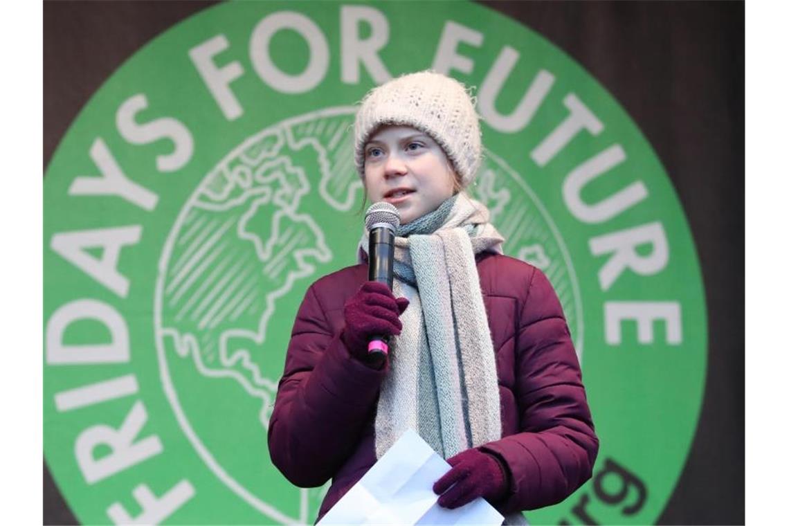 Greta Thunberg: „Das ist das Jahr 2020. Und wir müssen jetzt echtes Handeln sehen.“. Foto: Christian Charisius/dpa