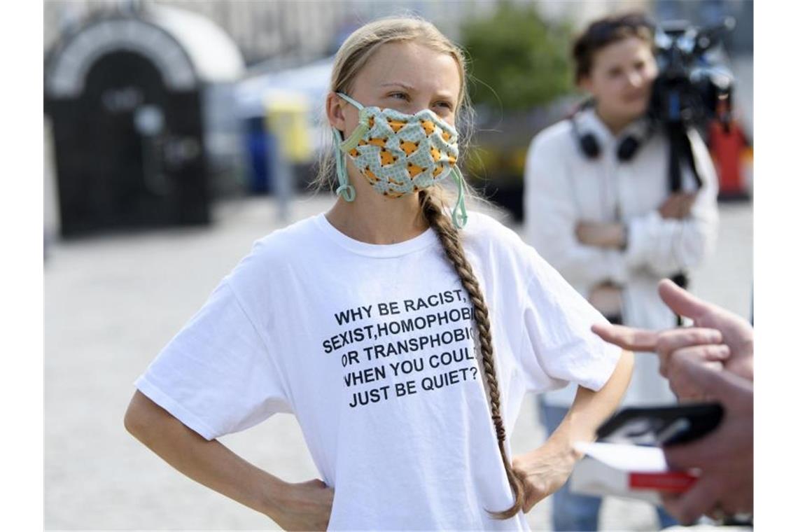Greta Thunberg ist in Stockholm auf die Straße gegangen. Foto: Henrik Montgomery/TT News Agency/AP/dpa