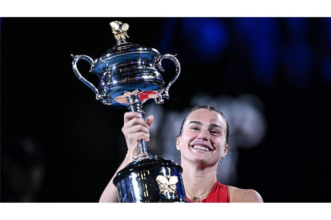 Große Freude: Aryna Sabalenka hat das erste Grand-Slam-Turnier des Jahres in Australien gewonnen.
