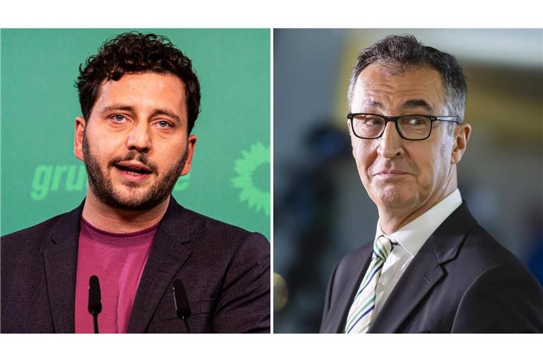Grünen-Co-Chef Felix Banaszak (li.) fragt sich, was sich aus dem Erfolg  mit Cem Özdemir in Baden-Württemberg für die Gesamtpartei ableiten lässt.