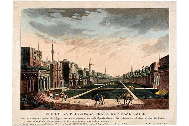 Guckkastenbilder wie dieses von Louis Le Coeur (nach Luigi Mayer, um 1812 bis 1814), das den Blick auf den Hauptplatz von Kairo zeigt, wurden im 19. Jahrhundert beliebt. Foto: Janine Kyofsky