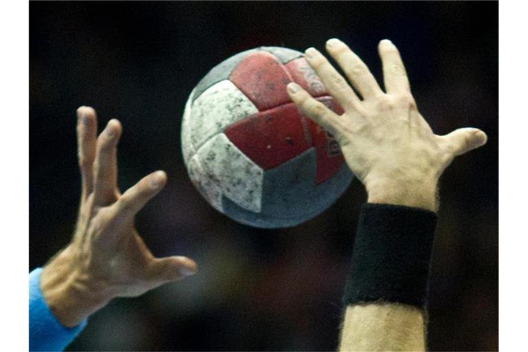 Handball-Spieler in Aktion. Foto: Jens Wolf/dpa-Zentralbild/dpa/Symbolbild